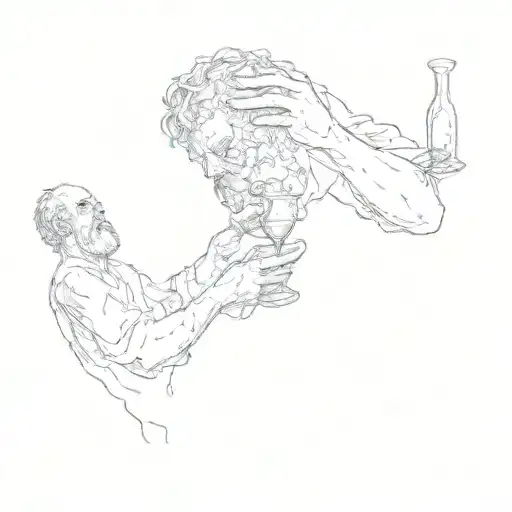 the death of socrates wine passing tattoo design idea