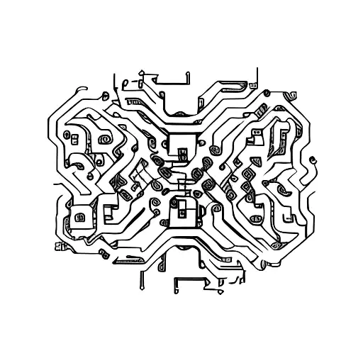 A circuit board intertwined with Thai boxing gloves tattoo design idea