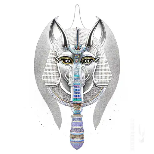 Egyptian god Anubis bust back piece  tattoo design idea