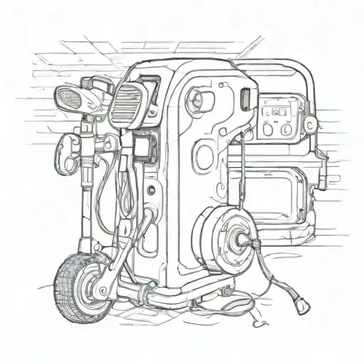 A golf club transformed into a charging station for electric vehicles tattoo design idea