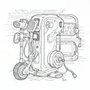 A golf club transformed into a charging station for electric vehicles tattoo design idea