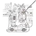 A golf club transformed into a charging station for electric vehicles tattoo design idea