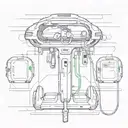 A golf club transformed into a charging station for electric vehicles tattoo design idea