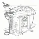 A golf club transformed into a charging station for electric vehicles tattoo design idea