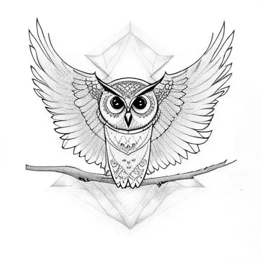 Owl with wings spread.  tattoo design idea