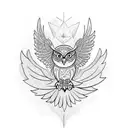 Owl with wings spread.  tattoo design idea