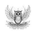 Owl with wings spread.  tattoo design idea