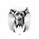 Great Dane, Doberman, Cane Corso, and Rottweiler. All black. Tattoo. Make the dogs look serious. tattoo design idea