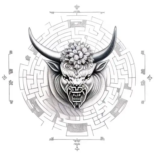 minotaur and a maze tattoo design idea
