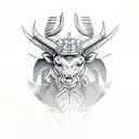 minotaur wearing armour ready for battle  tattoo design idea