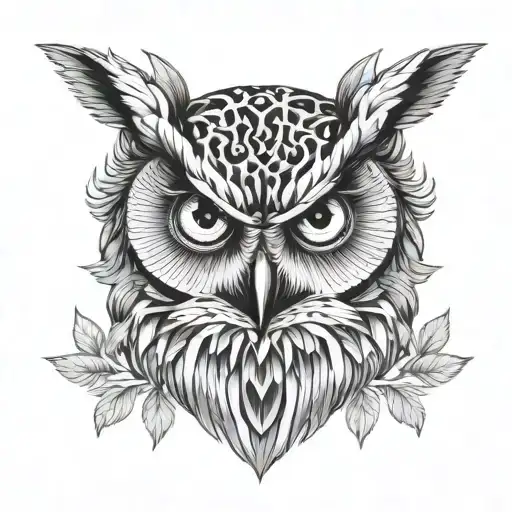 A portrait of a wise owl symbolizing wisdom and learning, inspired by the client's passion for Öğrenci (student) tattoo design idea