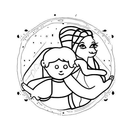 Mother with son tattoo design idea