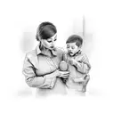 Mother with son tattoo design idea