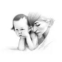 Mother with son tattoo design idea
