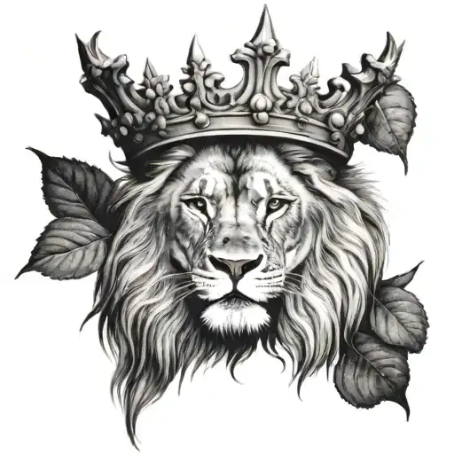 lion thorn crown tattoo design idea