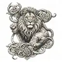 lion cross intertwined tattoo design idea