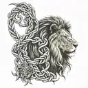 lion cross intertwined tattoo design idea