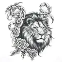 lion cross intertwined tattoo design idea