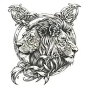 lion cross intertwined tattoo design idea