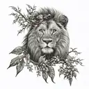 lion thorn branches tattoo design idea