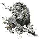 lion thorn branches tattoo design idea