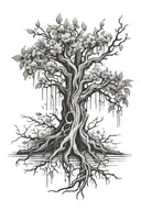 poison tree made with paw prints slowly fading tattoo design idea