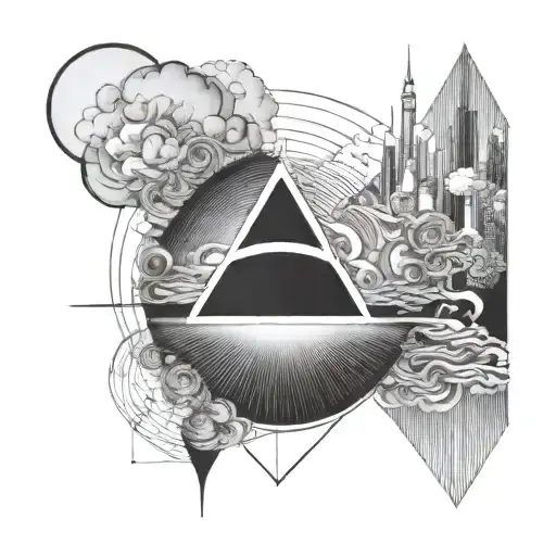 Create a black and white tattoo design that is reminiscent of the cover of Pink Floyd's 'Pulse' album. It should evoke t tattoo design idea