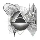 Create a black and white tattoo design that is reminiscent of the cover of Pink Floyd's 'Pulse' album. It should evoke t tattoo design idea