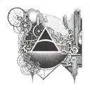 Create a black and white tattoo design that is reminiscent of the cover of Pink Floyd's 'Pulse' album. It should evoke t tattoo design idea