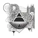 Create a black and white tattoo design that is reminiscent of the cover of Pink Floyd's 'Pulse' album. It should evoke t tattoo design idea