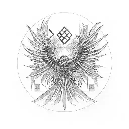 Greek, Byzantine, mosaic tile, phoenix, tribal tattoo design idea