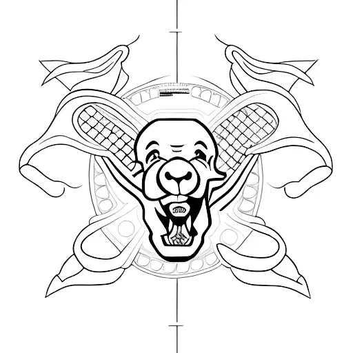 A minimalist tattoo of Drake's face with a football in the background tattoo design idea