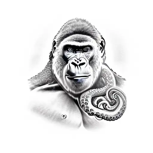 bjj gorilla with backmount choking octopus tattoo design idea
