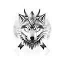 Warrior wolf adorned with Nordic armor and wielding a sword tattoo design idea