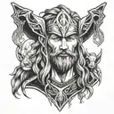 odin, Thor, Freyja,Loki portrait  tattoo design idea