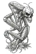 Praying Mantis wearing skull wearing tattoo design idea