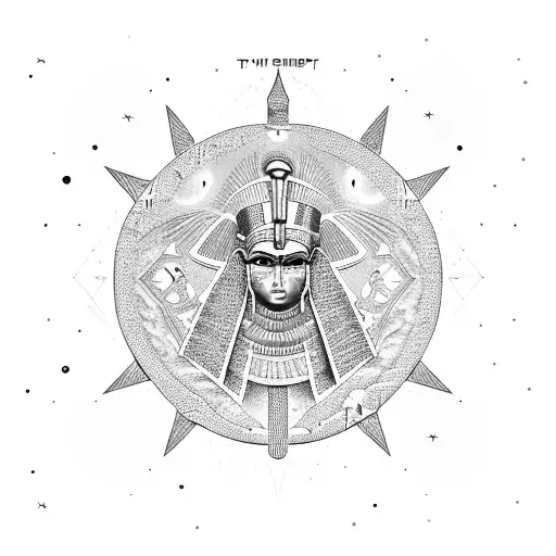 egyptian God thoth with star map orion metalic tattoo design idea