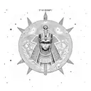 egyptian God thoth with star map orion metalic tattoo design idea