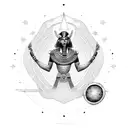 egyptian God thoth with star map orion metalic tattoo design idea