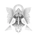 egyptian God thoth with star map orion metalic tattoo design idea