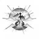 church burning tattoo design idea