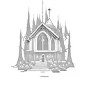 church burning tattoo design idea