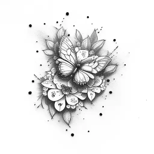 flowers and butterflies with words beautifully imperfect tattoo design idea