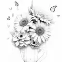 flowers and butterflies with words beautifully imperfect tattoo design idea