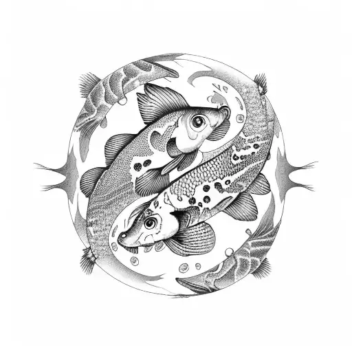 Koi Fish Spotted Trout in a yin yang formation whole sleeve tattoo design idea