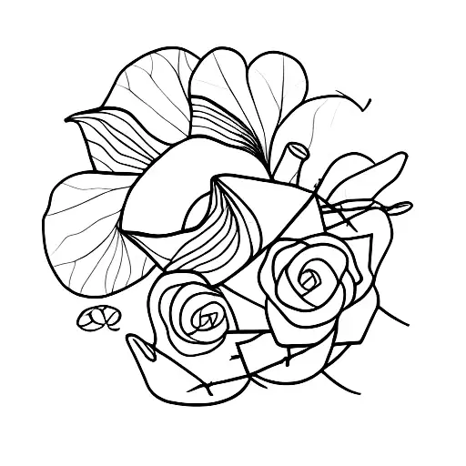 Ramos de planta com olhar destacado tattoo design idea