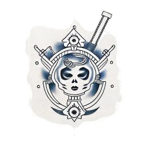 olho puxado com cílios longos e ramos de planta  tattoo design idea