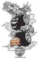 lightning McQueen and tow mater   tattoo design idea