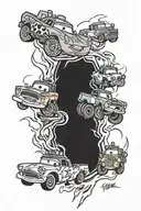 lightning McQueen and tow mater   tattoo design idea