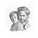 A dad with his son representing wealth and family love tattoo design idea